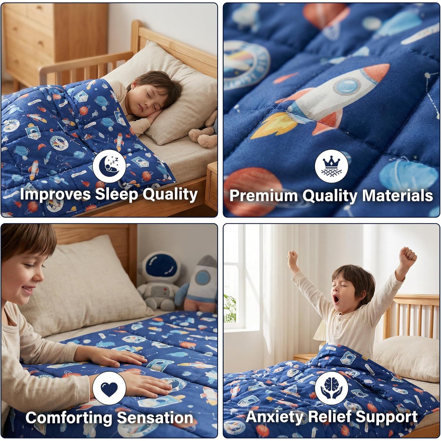 Weighted Blanket Fluffy Quilted Pocket Throw with Non-Toxic Glass Beads Insomnia