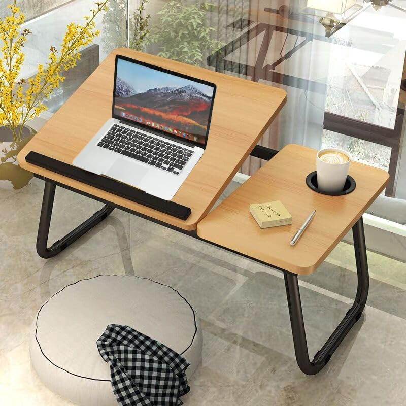 Laptop Bed Table Computer Notebook Desk Stand with Foldable Legs & Cup Slot Tray