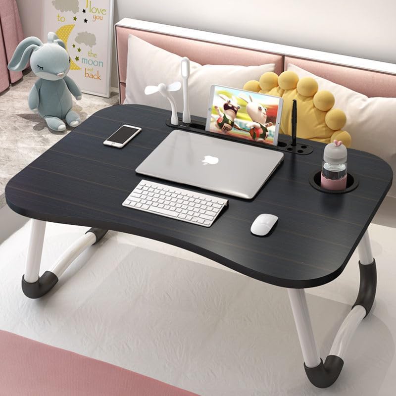 Folding Laptop Bed Table Cup Holder Lap Standing Desk Tray Breakfast Portable