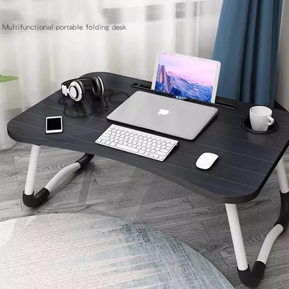 Folding Laptop Bed Table Cup Holder Lap Standing Desk Tray Breakfast Portable