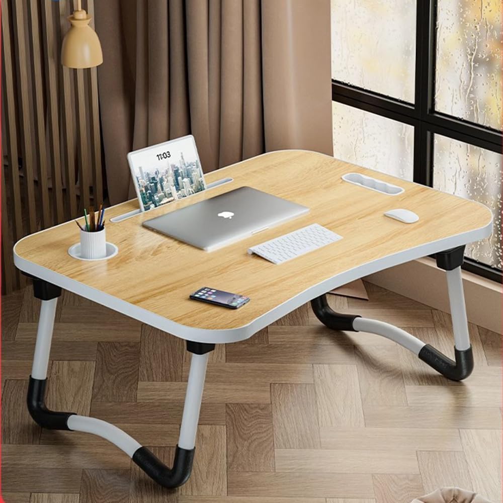 Folding Laptop Bed Table Cup Holder Lap Standing Desk Tray Breakfast Portable