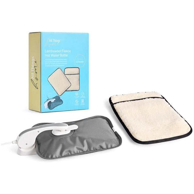 Lambswool Fleece Electric Hot Water Bottle & Rechargeable Heat Pad Hand Warmer.