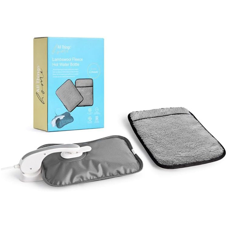 Lambswool Fleece Electric Hot Water Bottle & Rechargeable Heat Pad Hand Warmer.