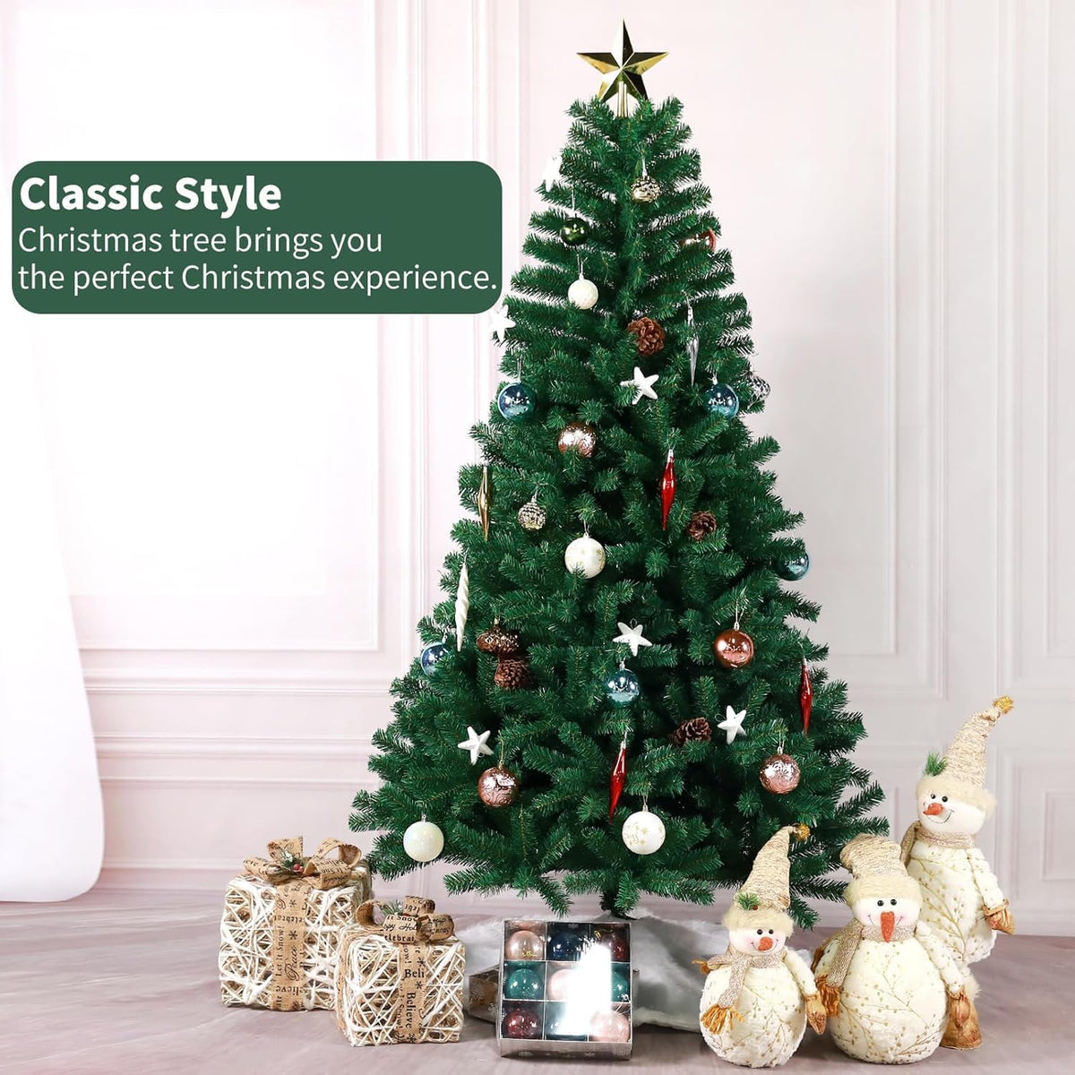 4ft/5ft/6ft/7ft Artificial Christmas Tree Green Bushy Realistic Pine Xmas Tree