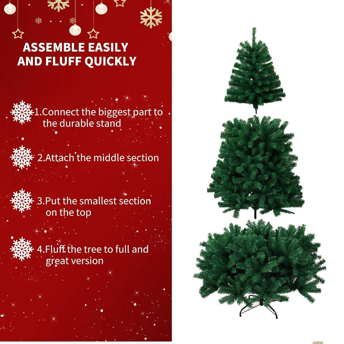 4ft/5ft/6ft/7ft Artificial Christmas Tree Green Bushy Realistic Pine Xmas Tree
