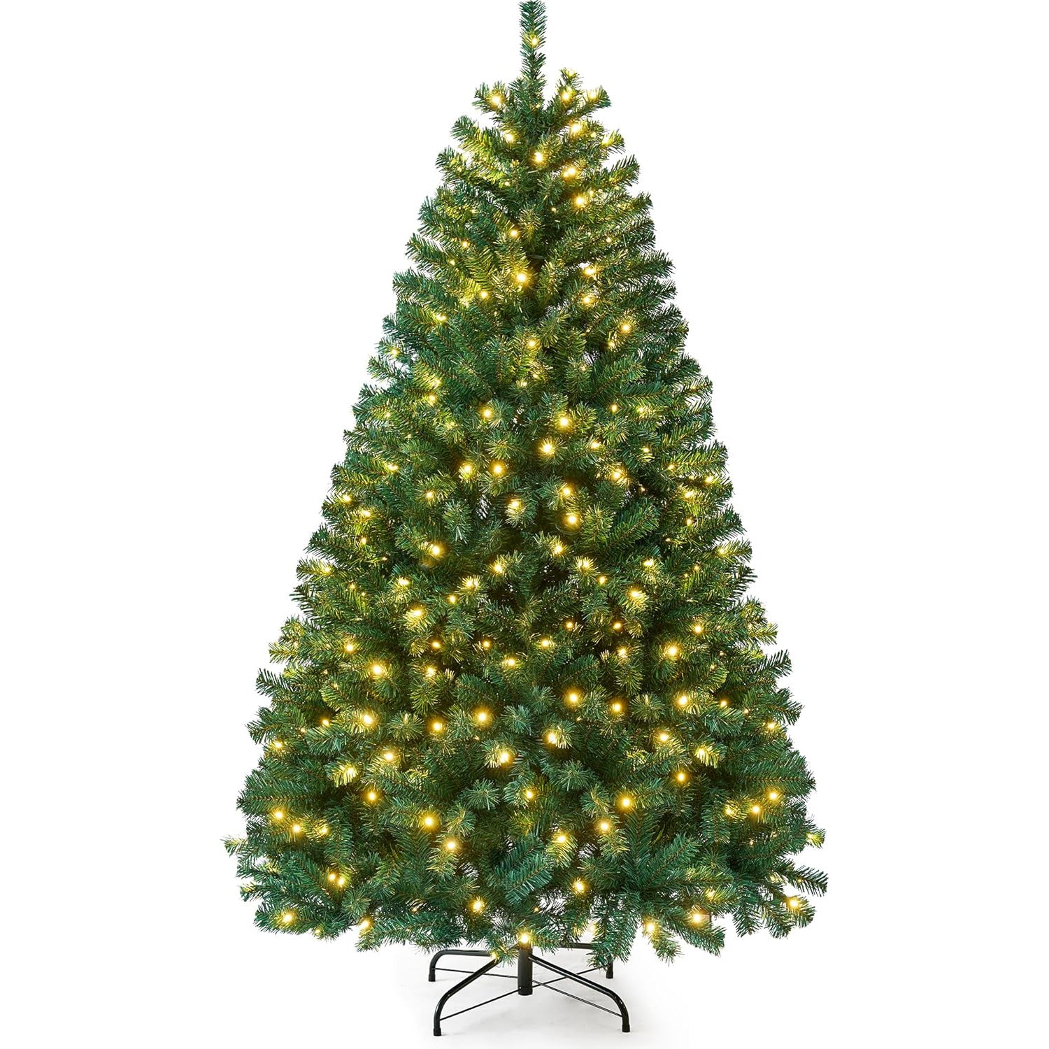 5/6/7FT Pre-Lit Artificial Christmas Tree 260 LED Lights Branch Tips Green Xmas