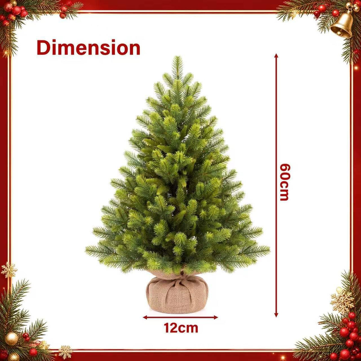2ft/3ft Artificial Mini Christmas Tree PE Realistic Bushy Green Tabletop Xmas