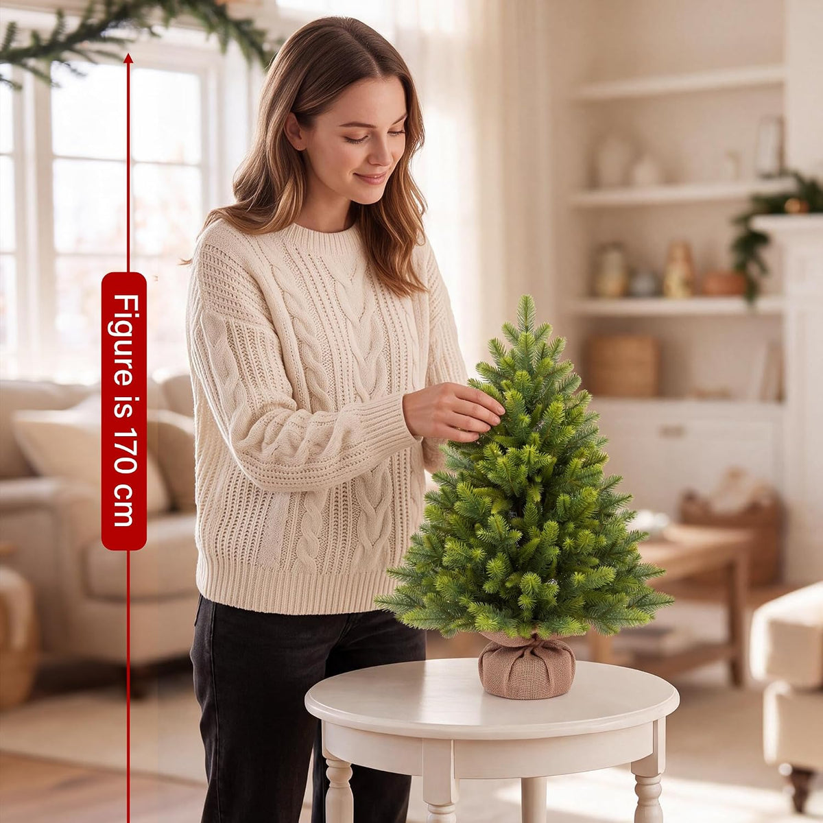 2ft/3ft Artificial Mini Christmas Tree PE Realistic Bushy Green Tabletop Xmas