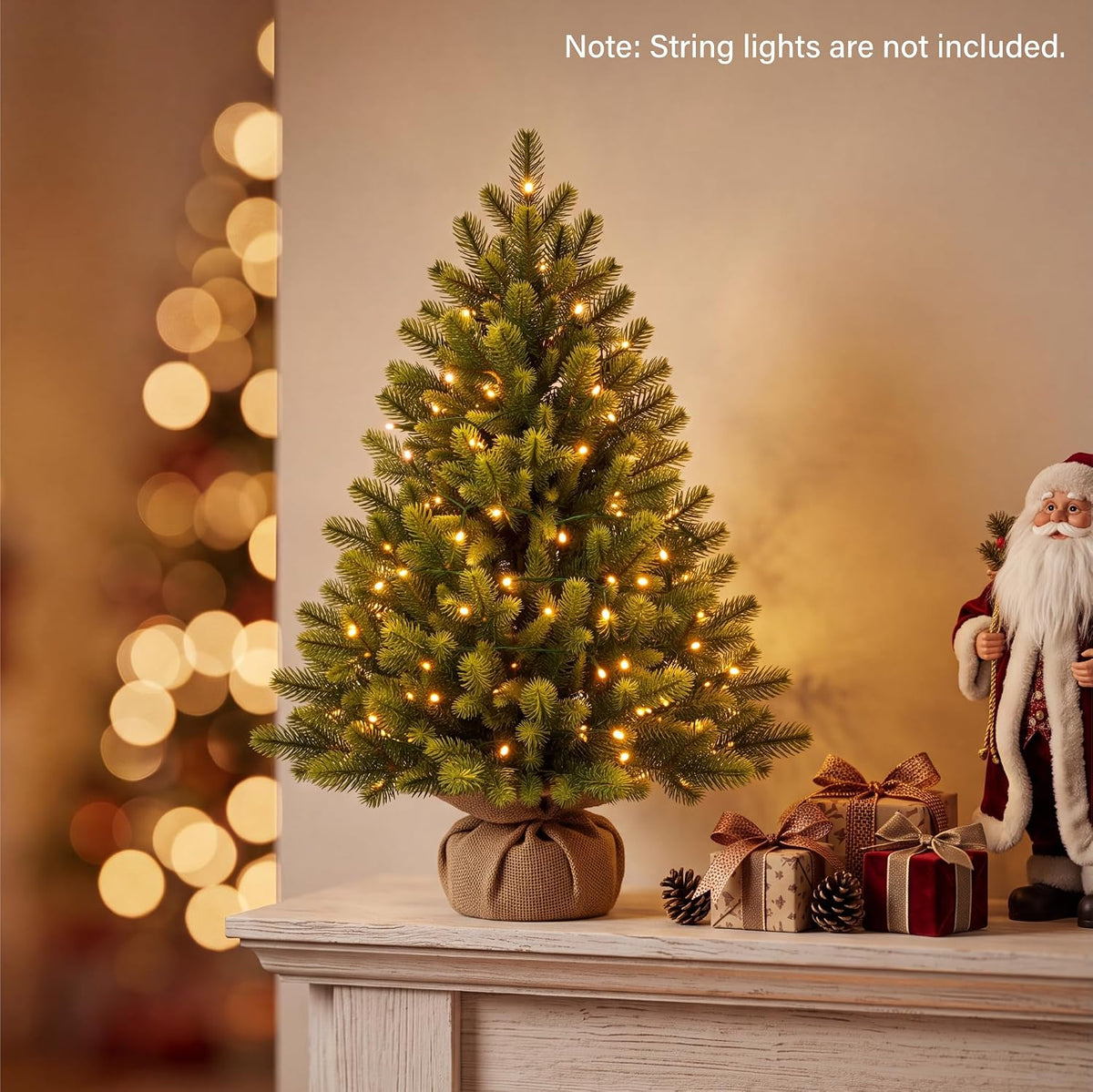 2ft/3ft Artificial Mini Christmas Tree PE Realistic Bushy Green Tabletop Xmas