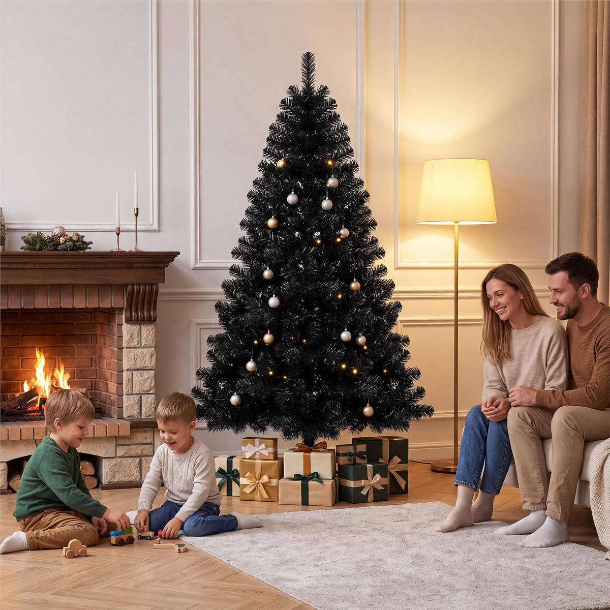 6ft Black Artificial Christmas Tree 800 Tips Halloween Xmas Tree Indoor Decor