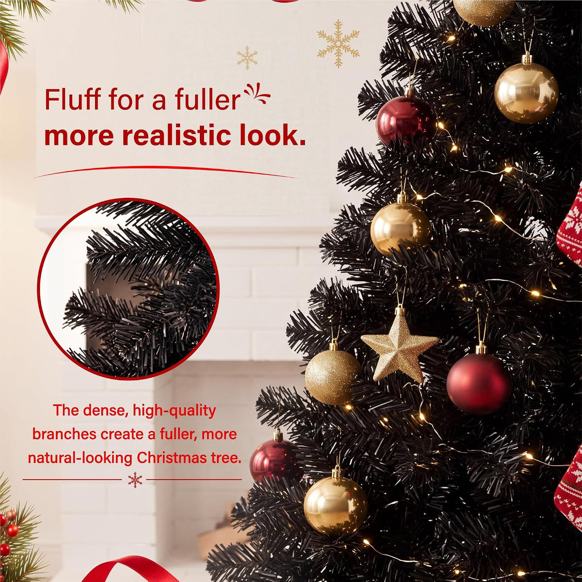 6ft Black Artificial Christmas Tree 800 Tips Halloween Xmas Tree Indoor Decor