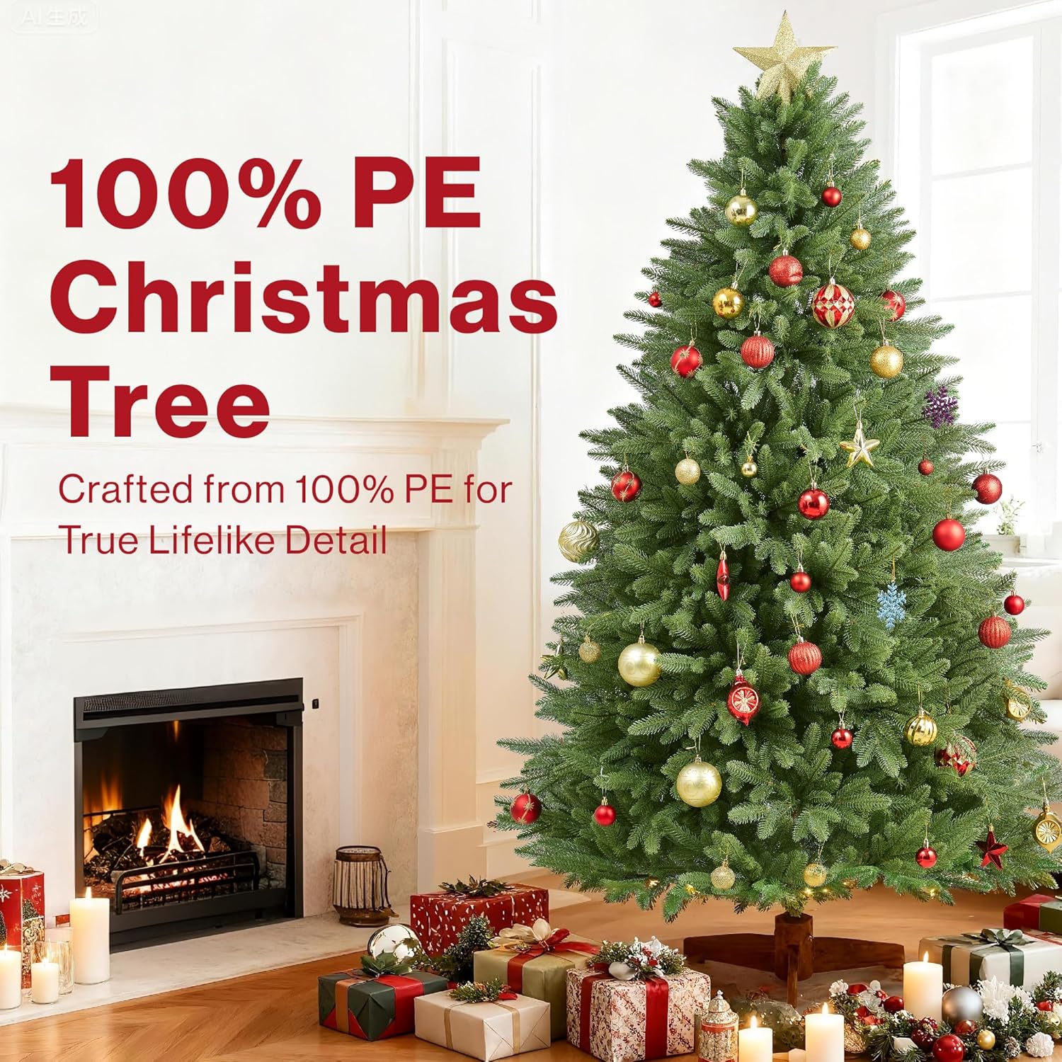 3ft/4ft/5ft/6ft/7ft Artificial Christmas Pine Tree 100% PE Injection Moulded