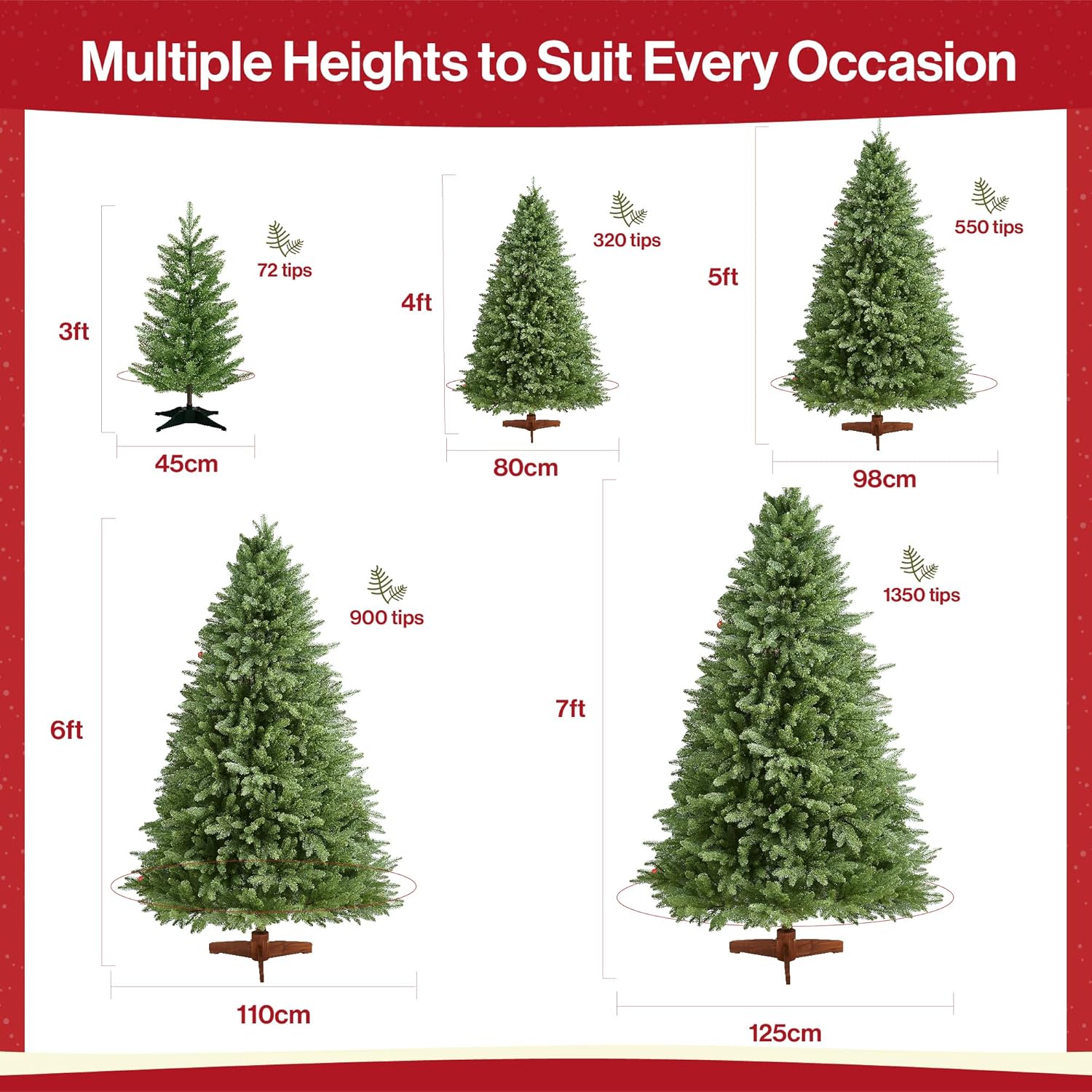3ft/4ft/5ft/6ft/7ft Artificial Christmas Pine Tree 100% PE Injection Moulded