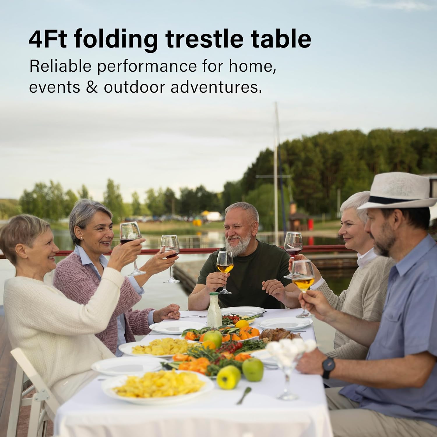 Heavy Duty 4ft Folding Table Plastic Trestle Garden Patio Picnic Dining Outdoor