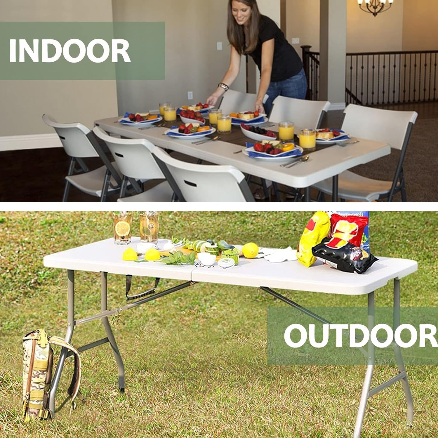 Trestle Folding Table Indoor & Outdoor Garden Plastic Picnic BBQ Catering.