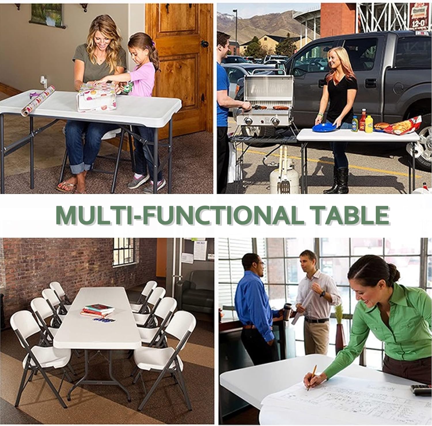 Trestle Folding Table Indoor & Outdoor Garden Plastic Picnic BBQ Catering.