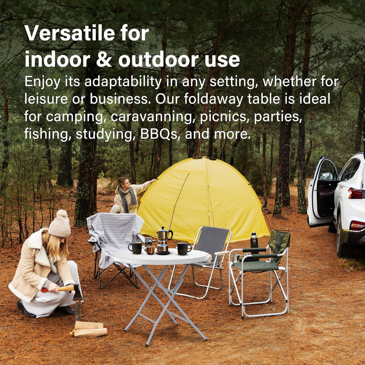 80cm Round Folding Table Portable Plastic Garden Camping Catering BBQ Picnic