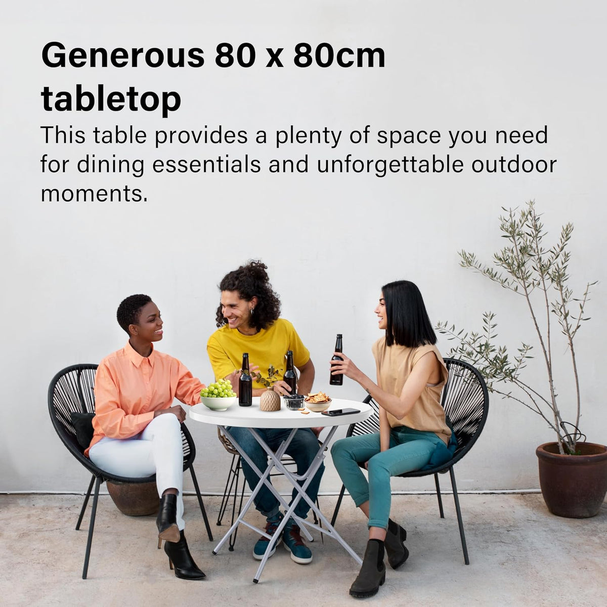 80cm Round Folding Table Portable Plastic Garden Camping Catering BBQ Picnic