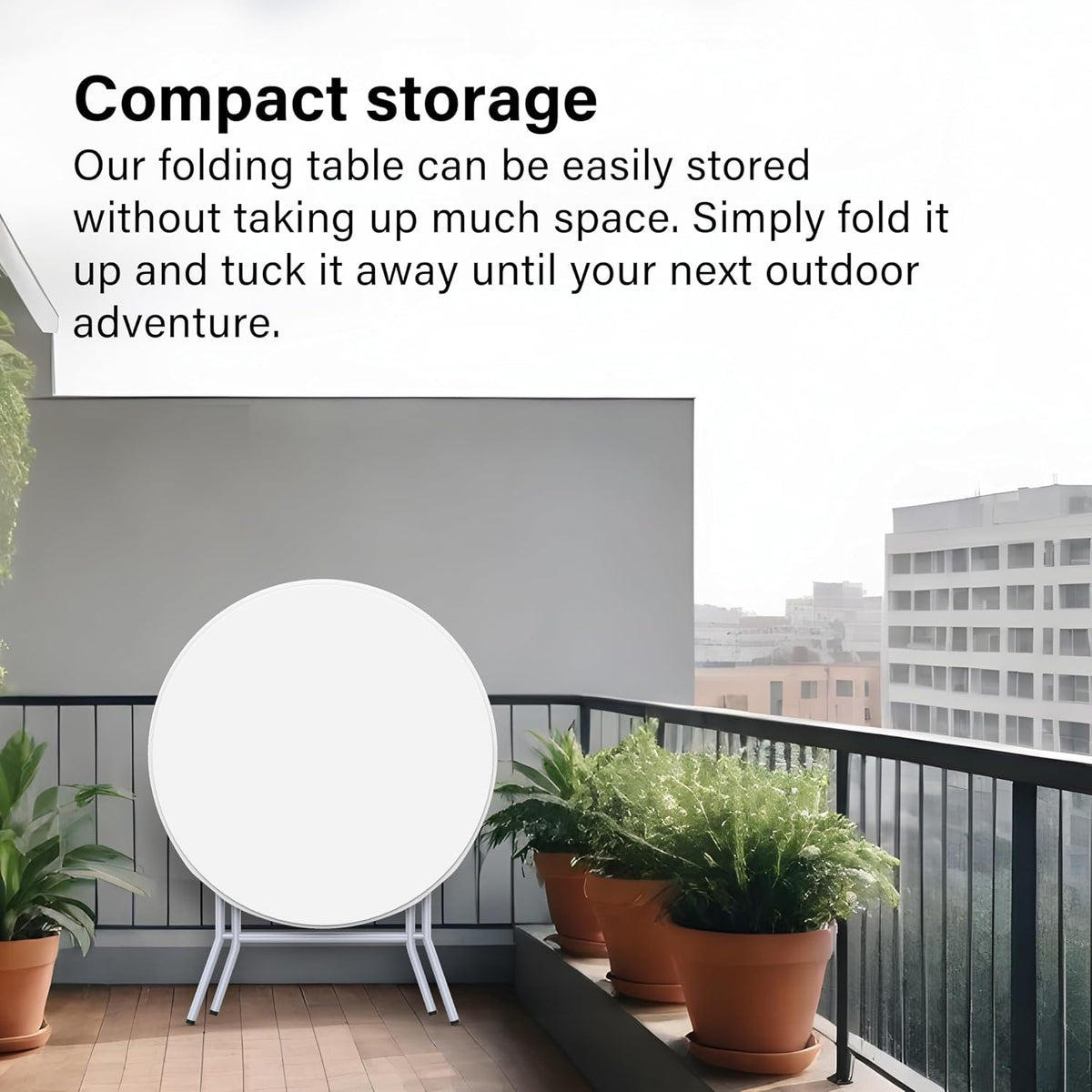 80cm Round Folding Table Portable Plastic Garden Camping Catering BBQ Picnic