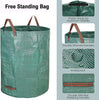 3pcs Heavy Duty Garden Waste Bags with Gloves 272L Green Reusable Storage Trash