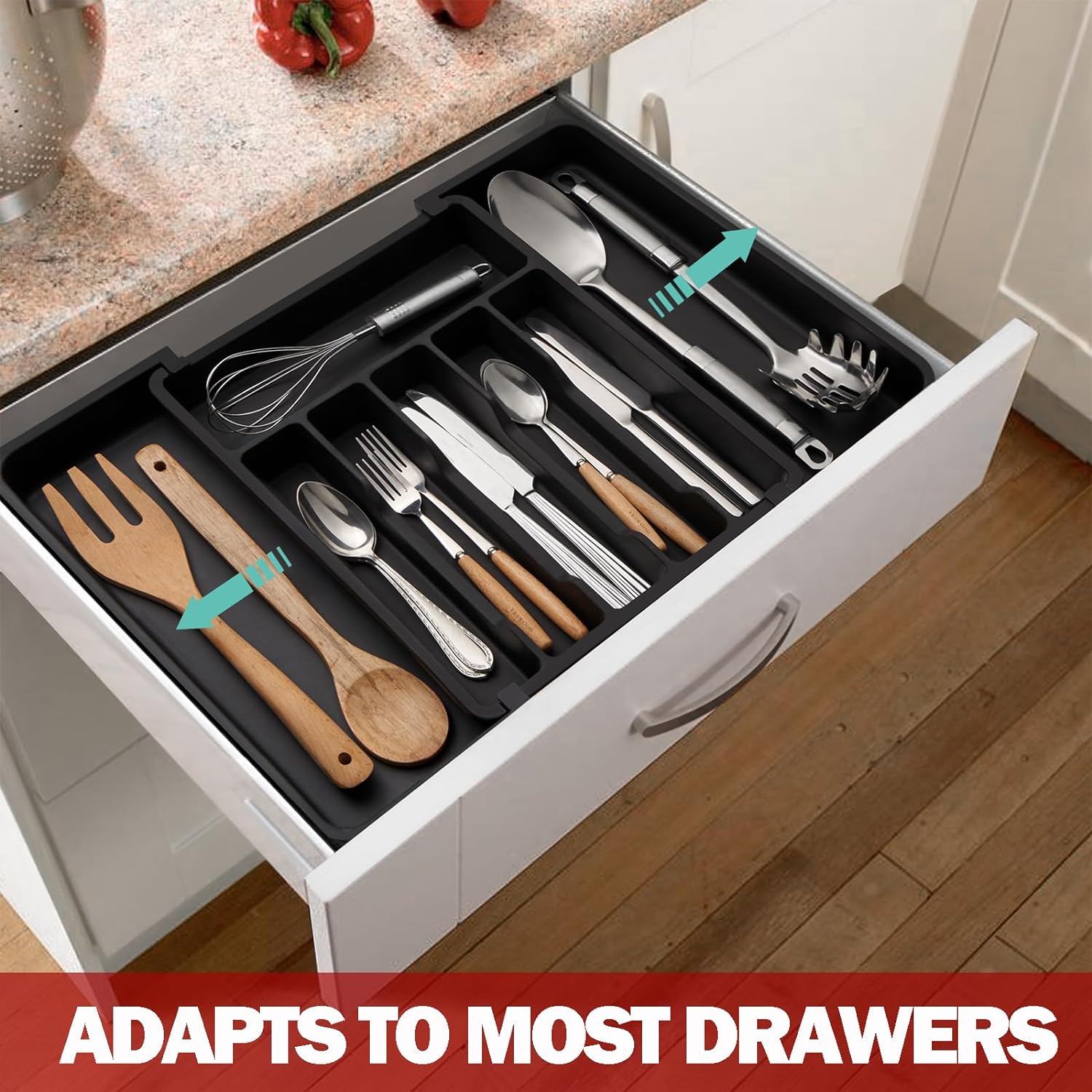 Cutlery Drawer Organiser Expandable Utensil Tray Kitchen Adjustable Silverware