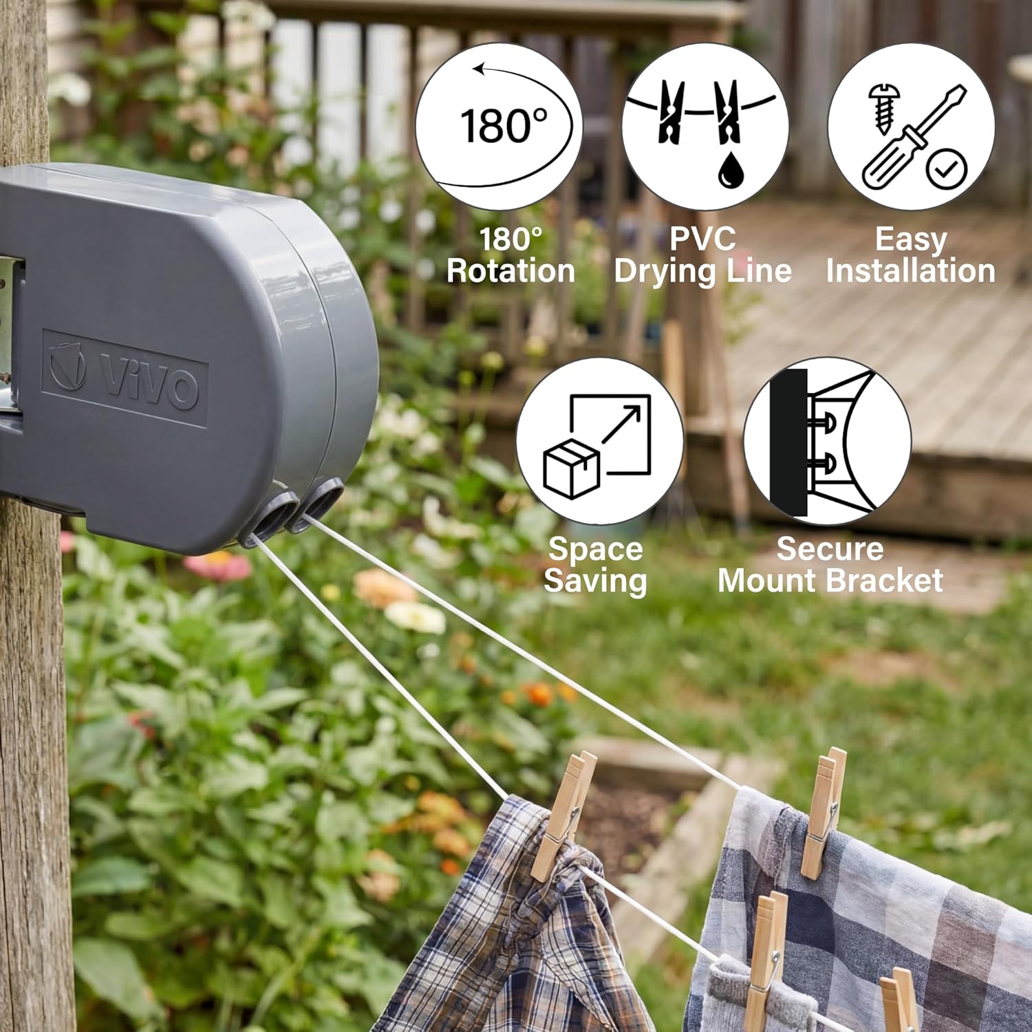 30m Retractable Washing Line Heavy Duty Dual Clothes Dryer Retractable Automatic
