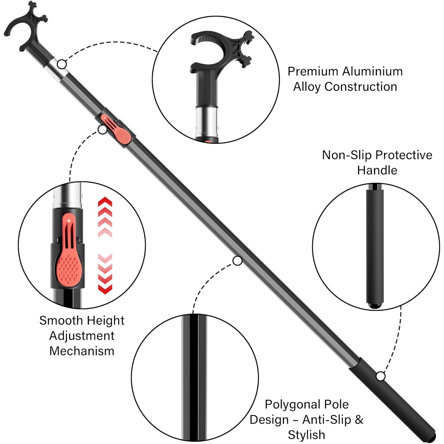 Telescopic Window Pole Rod for Roof Blinds 1.2-2.1m Adjustable Skylight Opener