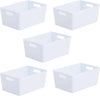 5 Pcs Plastic Storage Baskets with Handle Rectangular Home & Kitchen Storage Box