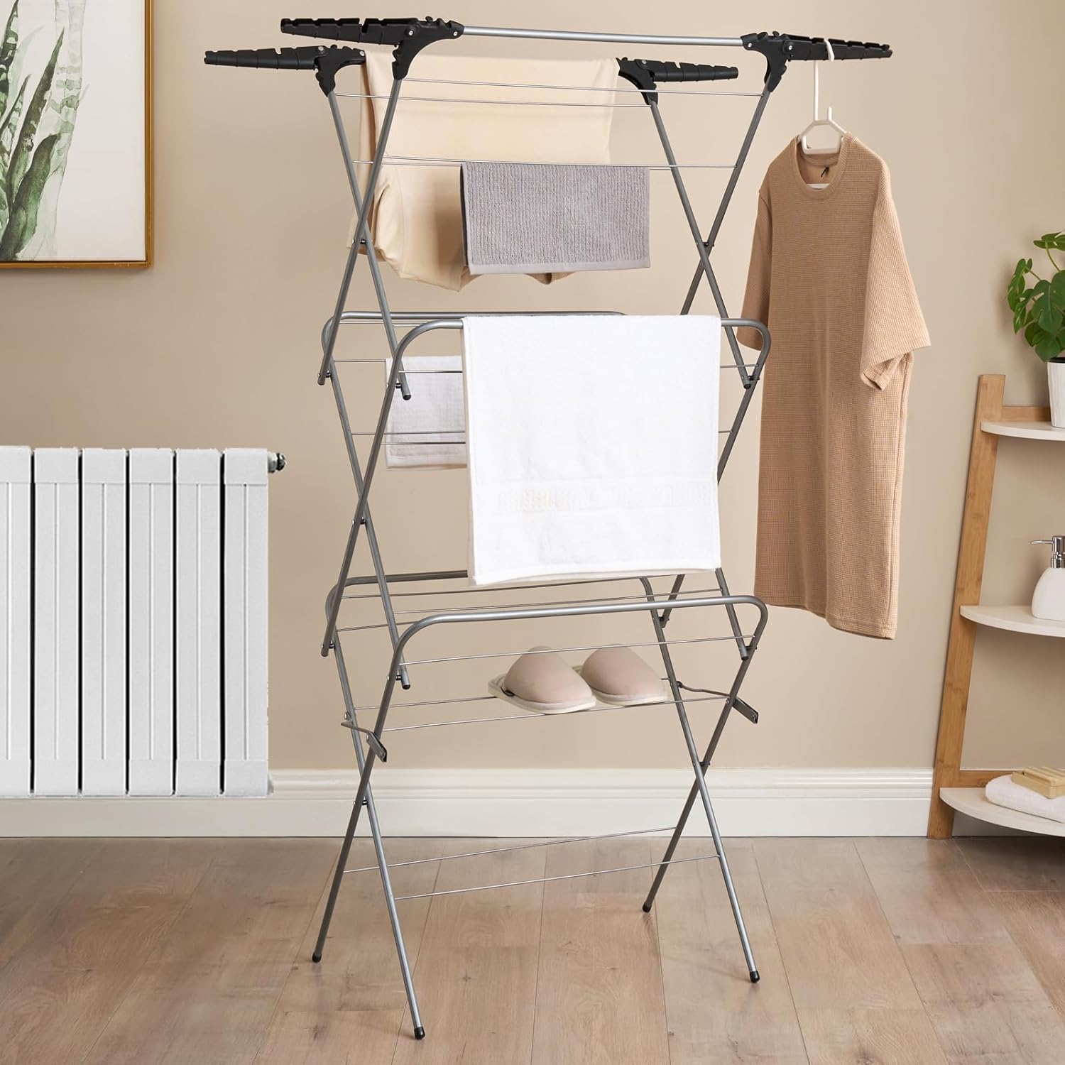 3 Tier Clothes Airer Dryer Laundry Drying 14m Washing Line Horse Indoor Corner