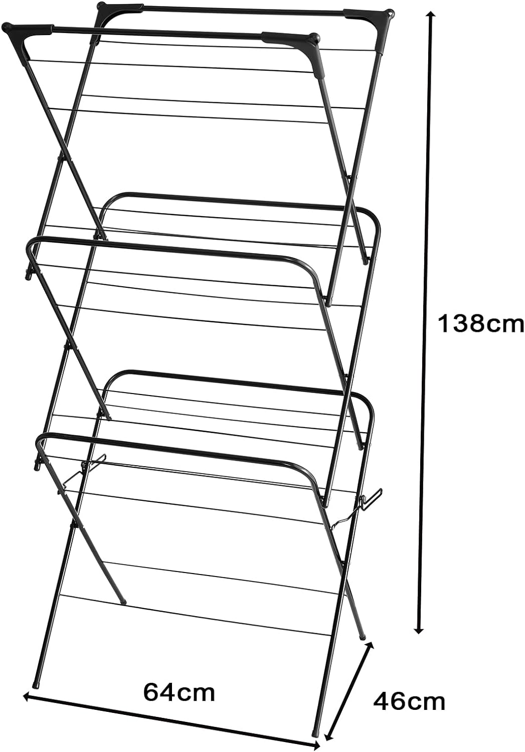 3 Tier Deluxe 14m Foldable Clothes Airer 14m Washing Line Laundry Drying Rack