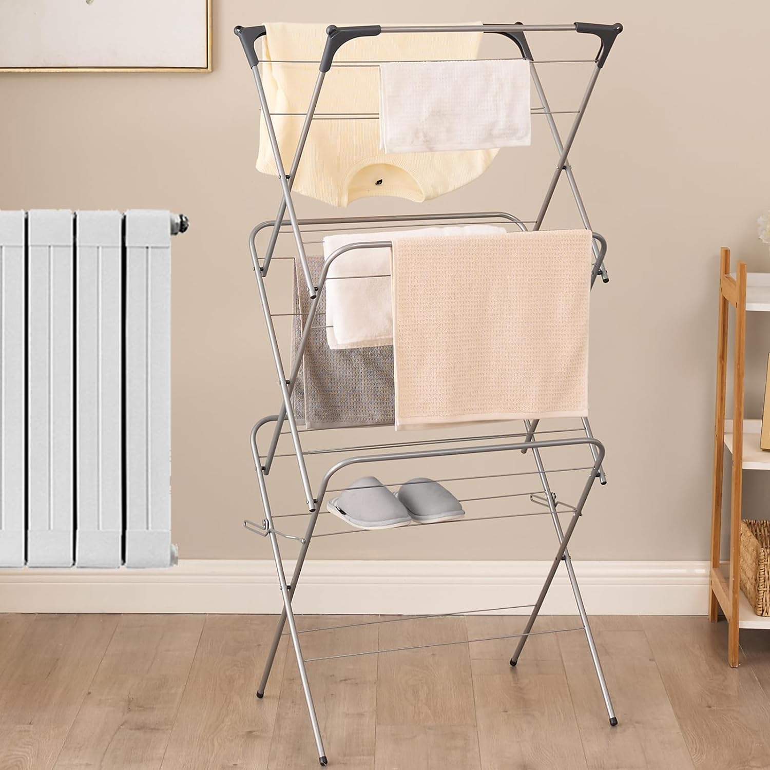 3 Tier Deluxe 14m Foldable Clothes Airer 14m Washing Line Laundry Drying Rack