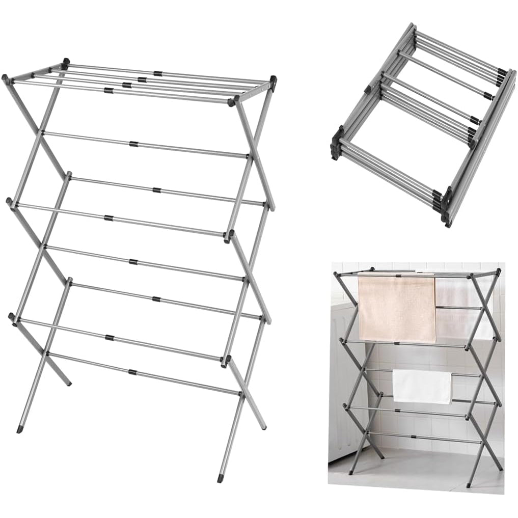 3 Tier 7.5m Drying Rack Extendable Compact Clothes Airer Laundry Indoor Outdoor