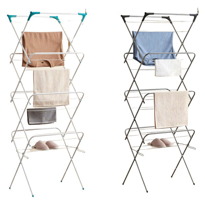 4 Tier Clothes Airer Folding Dryer Laundry Drying with 20m Washing Line Rack