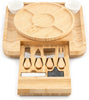 Bamboo Cheese Board Gift Set | 4 Knives | Serving Platter Tray Wood