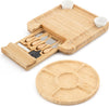 Bamboo Cheese Board Gift Set | 4 Knives | Serving Platter Tray Wood