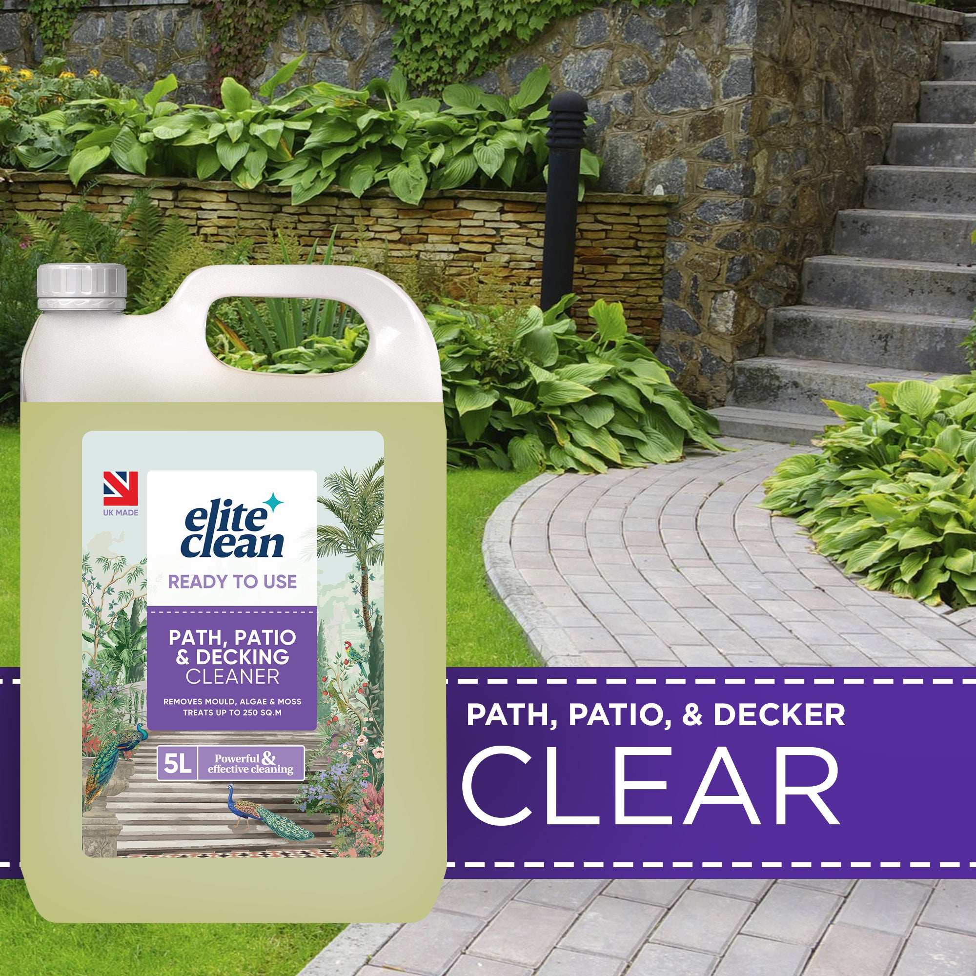 Path Patio Decking Cleaner | 5 Litre | 250 sq.m | Kills Mould Algae Moss Lichens