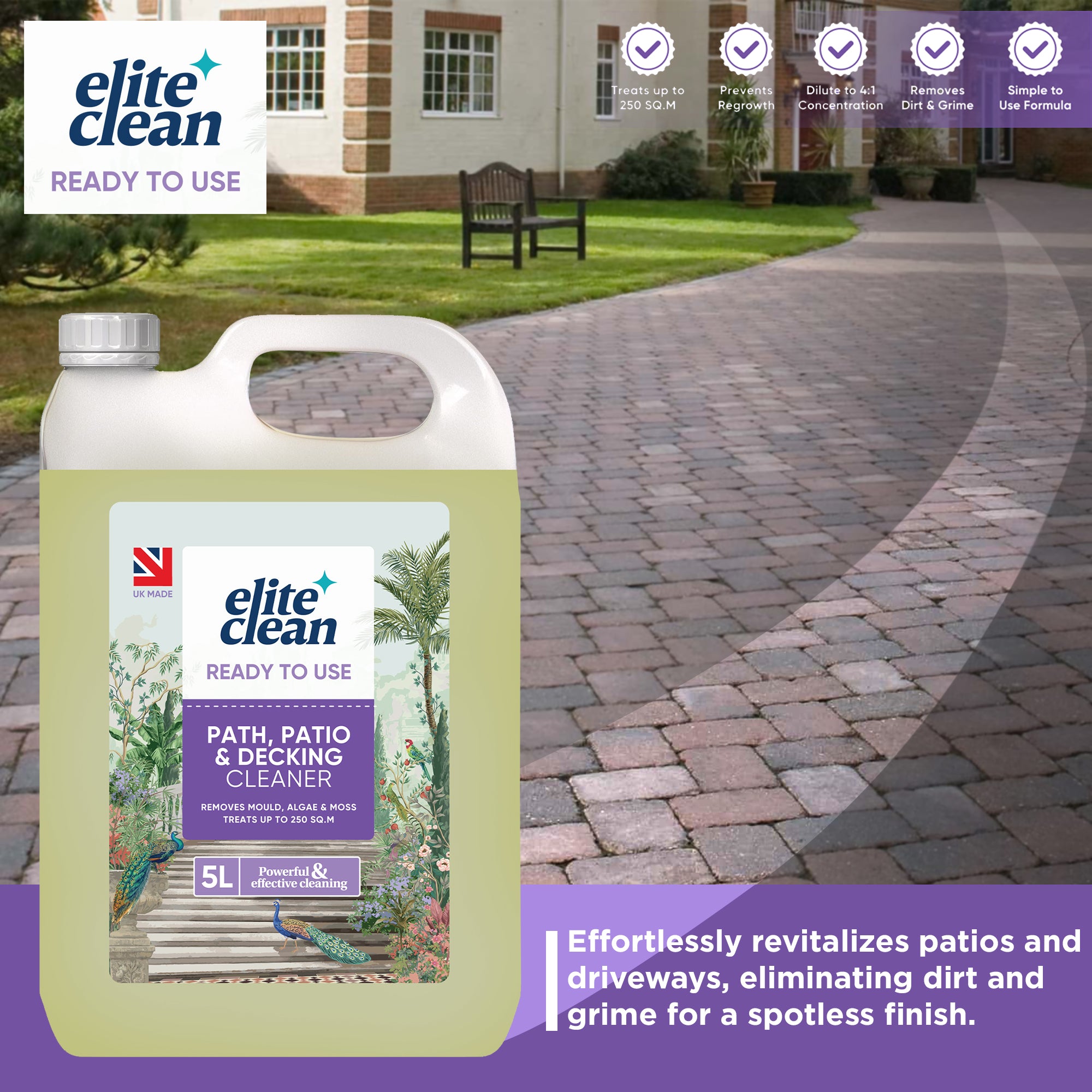 Path Patio Decking Cleaner | 5 Litre | 250 sq.m | Kills Mould Algae Moss Lichens