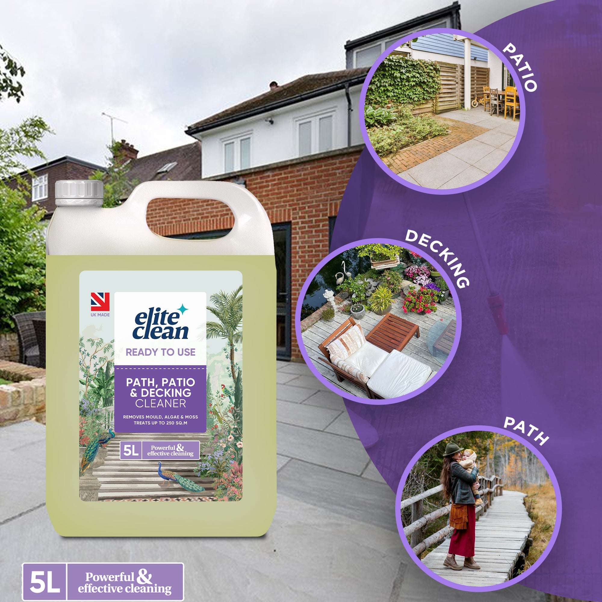 Path Patio Decking Cleaner | 5 Litre | 250 sq.m | Kills Mould Algae Moss Lichens