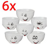 6Pcs 3D Smile Face Cereal Soup Bowls Breakfast Oatmeal Dessert Snacks Round 0.5L