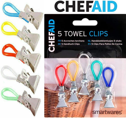 CHEFAID Tea Towel Clips Hand Clip Hooks Hanging Hangers Loops cloth Kitchen Cafe
