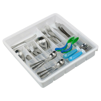 9 Compartment Kitchen Cutlery Holder Rack Drawer Organiser Storage White Plastic