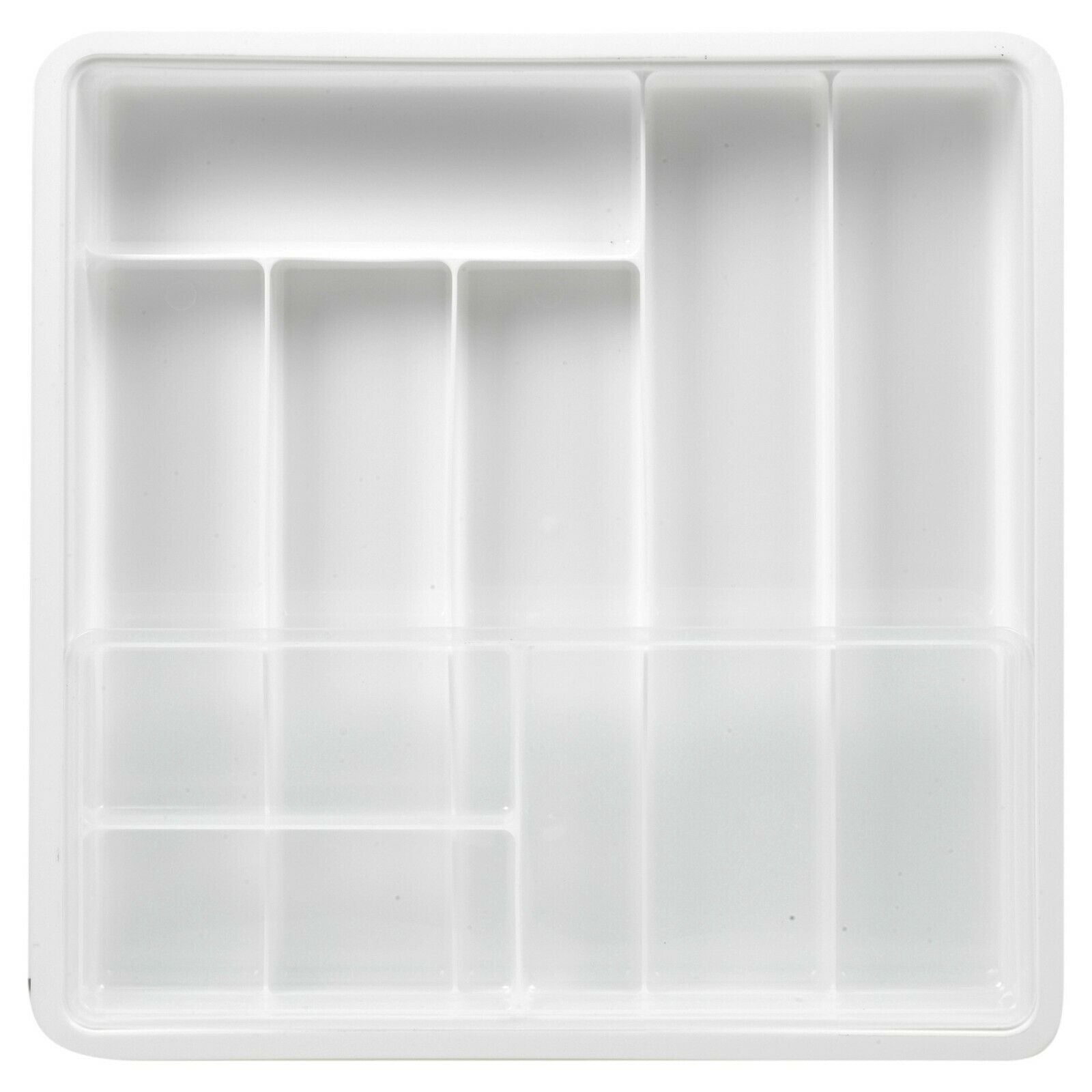 9 Compartment Kitchen Cutlery Holder Rack Drawer Organiser Storage White Plastic