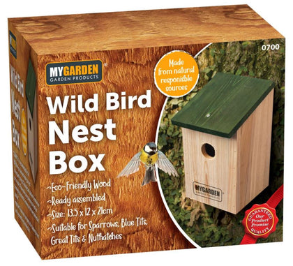 Wild Bird Nesting Box Green Roofed Small Bird House Nest Spring Summer Garden