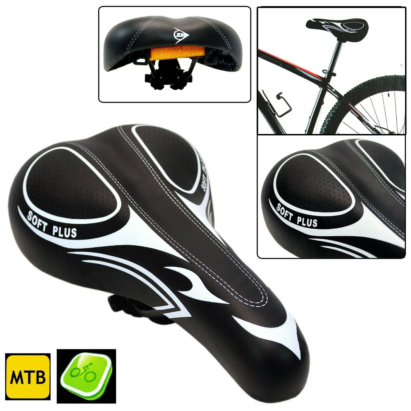 Dunlop Soft Plus Bicycle Saddle Seat Bike Reflector MTB Unisex Adult E Thinkprice Online Store