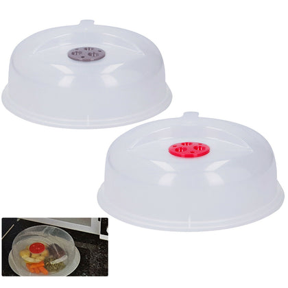 2 Pack Microwave Food Plate Dish Cover Kitchen Cooking Vented Handle Clear Lid