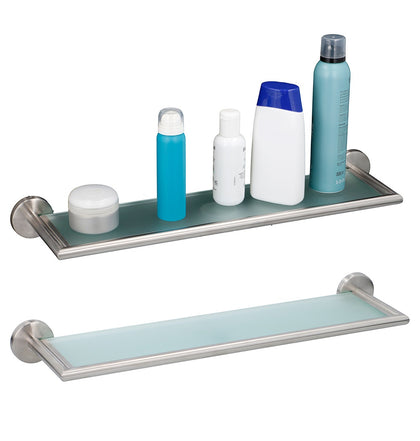 Bathroom Wall Shelf Storage Rack Shelve Stainless Steel Floating Glass Bath Fit