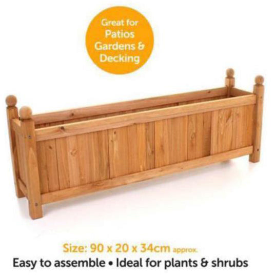 Extra Large Outdoor Garden Wooden Planter Plants Flowers Rectangular Wood Pot