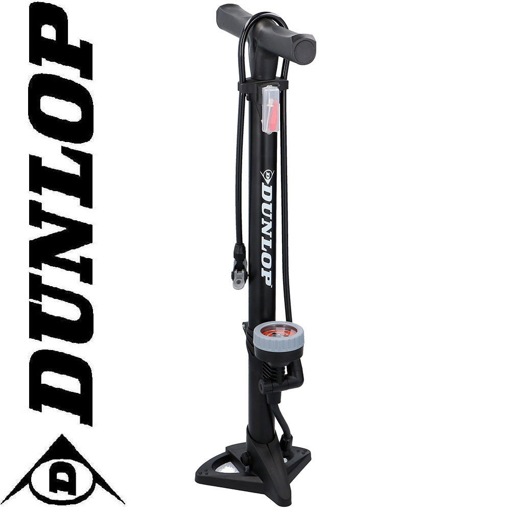 Dunlop Floor Bike Pump with Pressure Gauge Standpump Manometer 11Bar Black Air