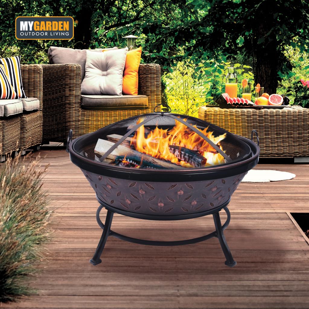 Cordoba Large Garden Fire Pit Portable for Picnic BBQ Patio Party Copper Firepit