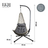 Hanging Rattan Egg Chair with Metal Frame Stand for Indoor Outdoor Garden Use